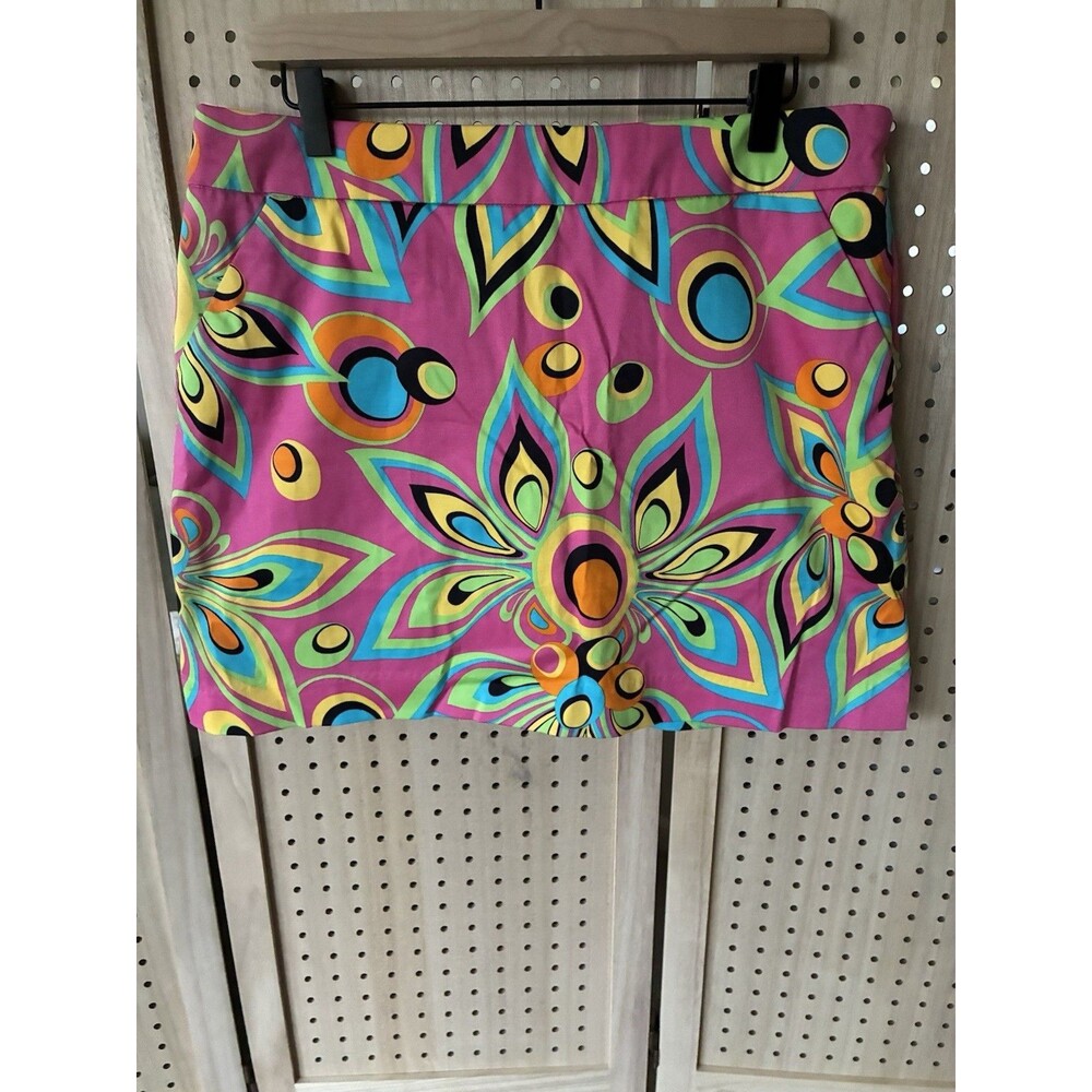 Loudmouth Active Skort/Skirt Shagadelic Sz 12 Psychedelic Floral Cotton Stretch
